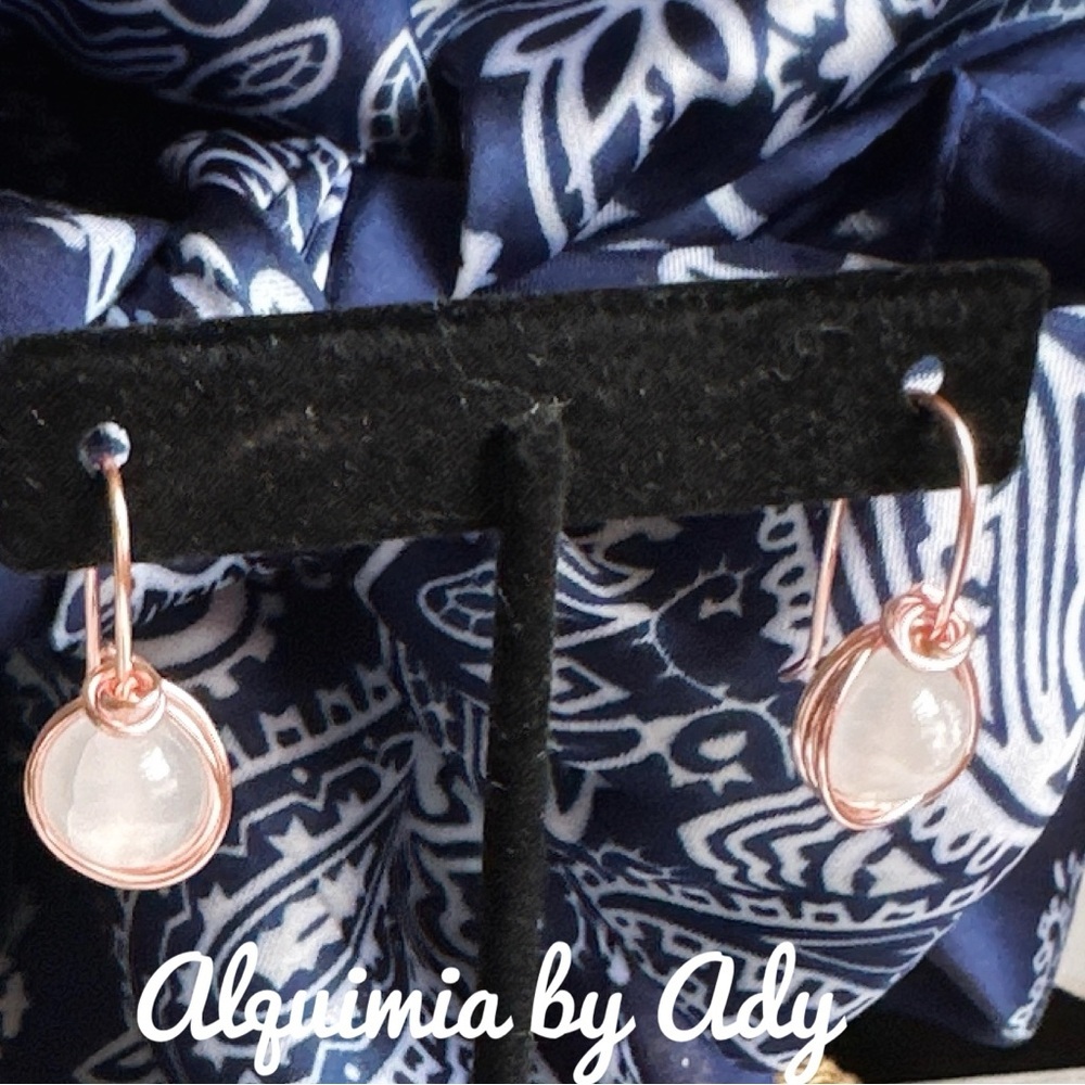 Alquimia Rose Gold and  selenite White Earrings